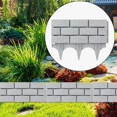 Plastic Garden Retaining Fence Brick Look Edging Border Outdoor Landscape Edging Fence Decorative Picket Panel for Flower Beds Paths Lawns Yard