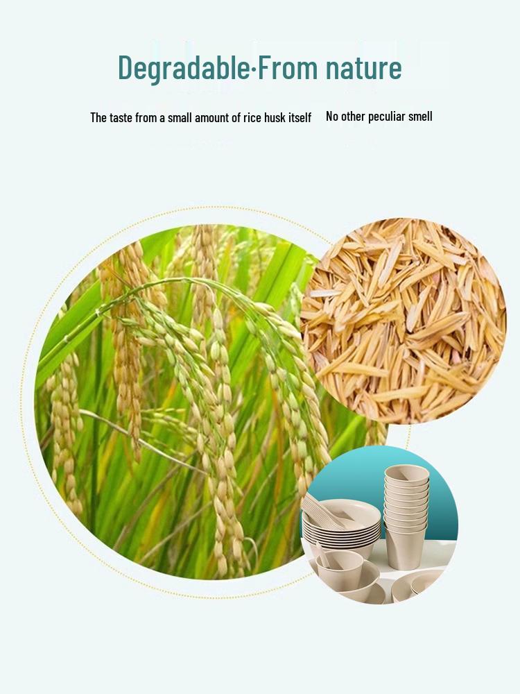 Eco-Friendly Rice Husk Tableware Set: Bowl, Chopsticks, Spoon & Cup – Recyclable & Food-Grade for Dining, Parties, Home, & Picnics (4-Piece)