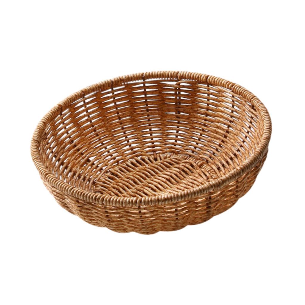 Rattan Bread Basket Woven Fruit Basket Holder Food Storage Imitation Rattan Woven Basket Woven Bread Basket for Camping Desk