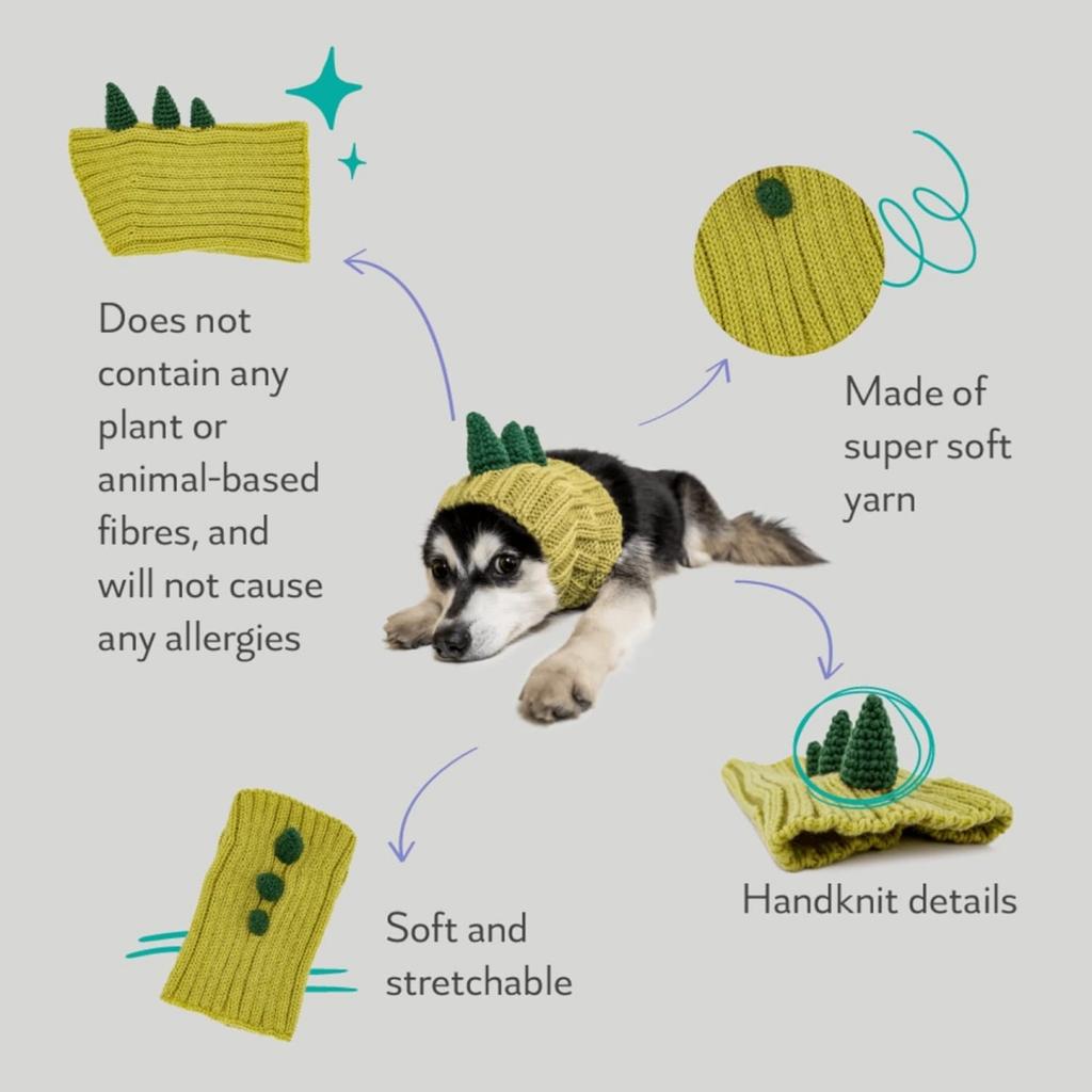 Dog Dinosaur Clothing - Pet Warm Flawless Earmuff style Hood, Godzilla Dog Winter, Halloween, Christmas and New Year Clothing, S