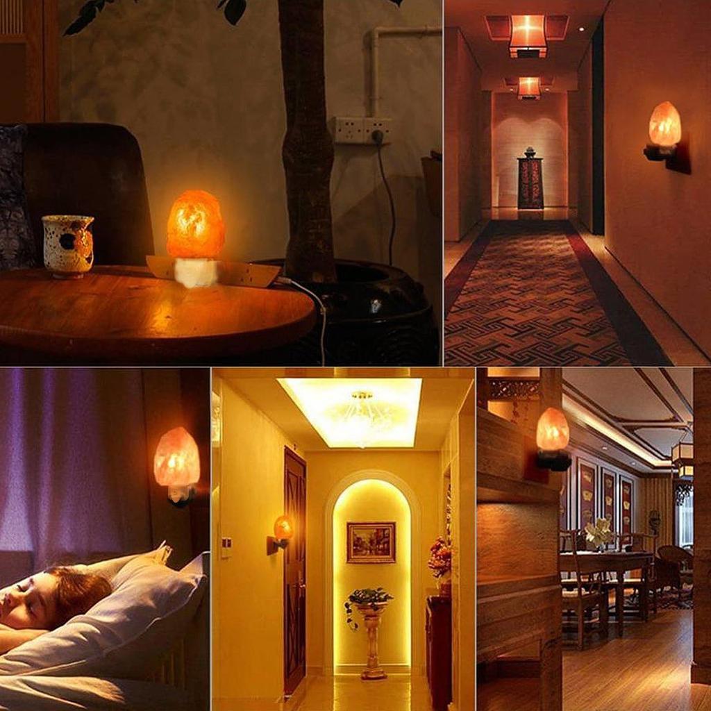 Betus Natural Crystal Himalayan Salt Wall Lamp - Air Purifying Night Light - 360° Rotatable Plug 15W Bulb - Natural