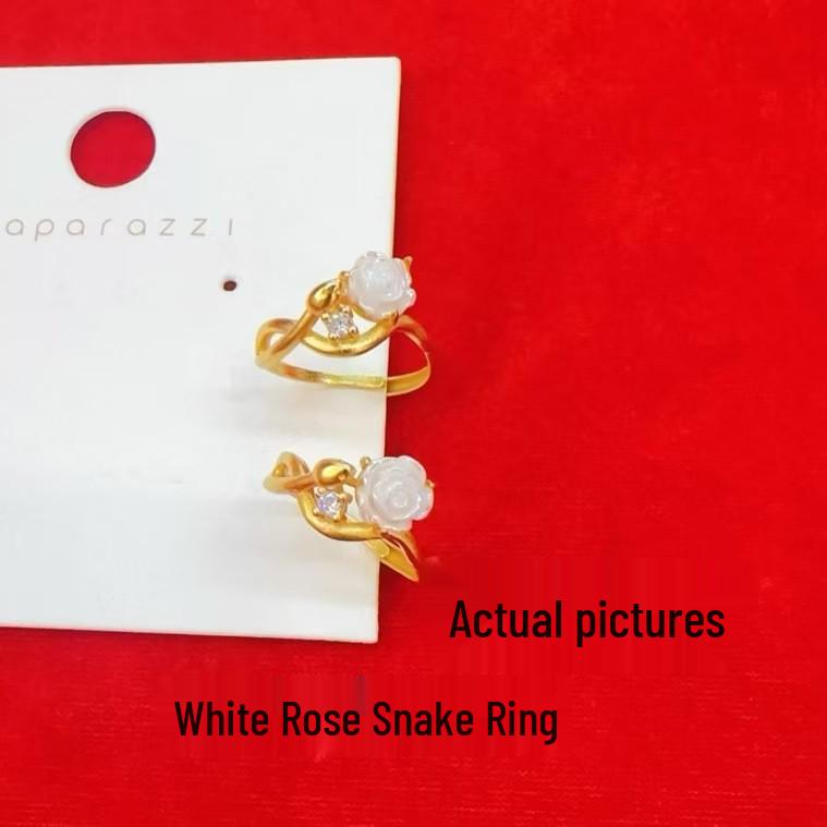 Вьетнамское кольцо-змея с открытой розой из песочного золота - Роскошное зодиакальное украшение для Года Змеи