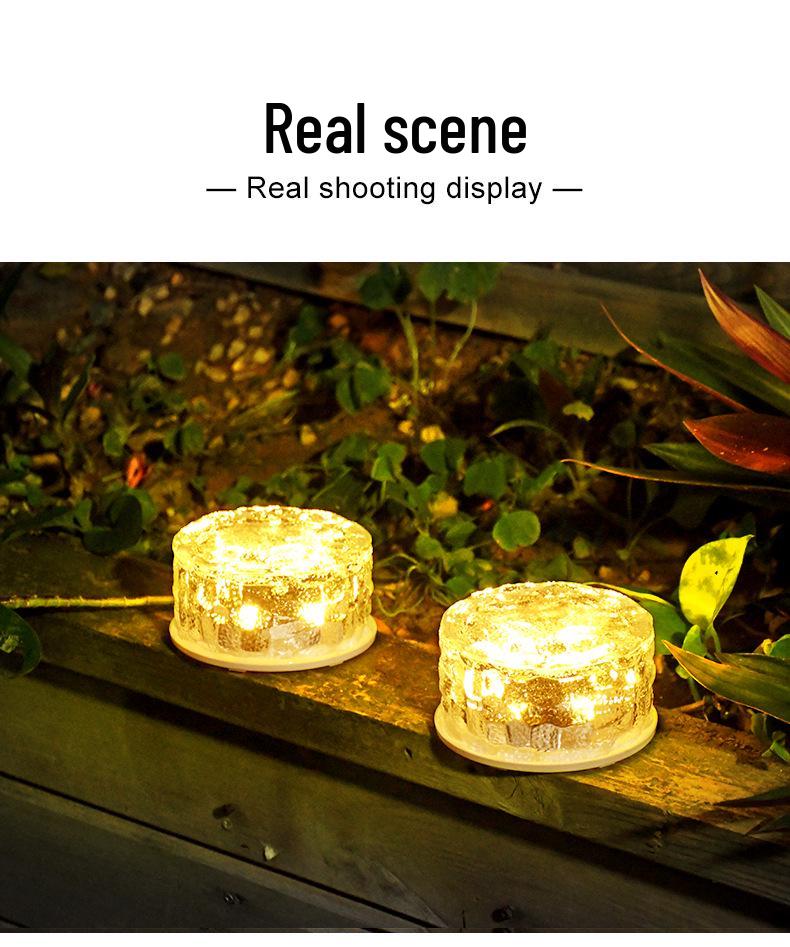 Solar Glass Ice Brick Lamp for Outdoor Walkways and Gardens