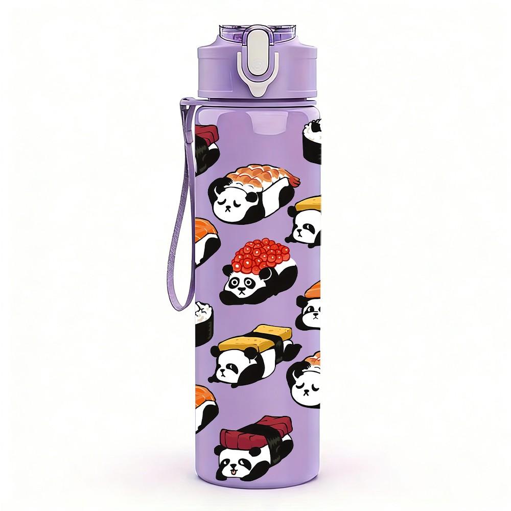 1PC Colorful Panda Toy Collection Pattern 750ml Color Plastic Sports Water Bottle Leakproof Flip Straw Lid Suitable for Sports Office Home Use