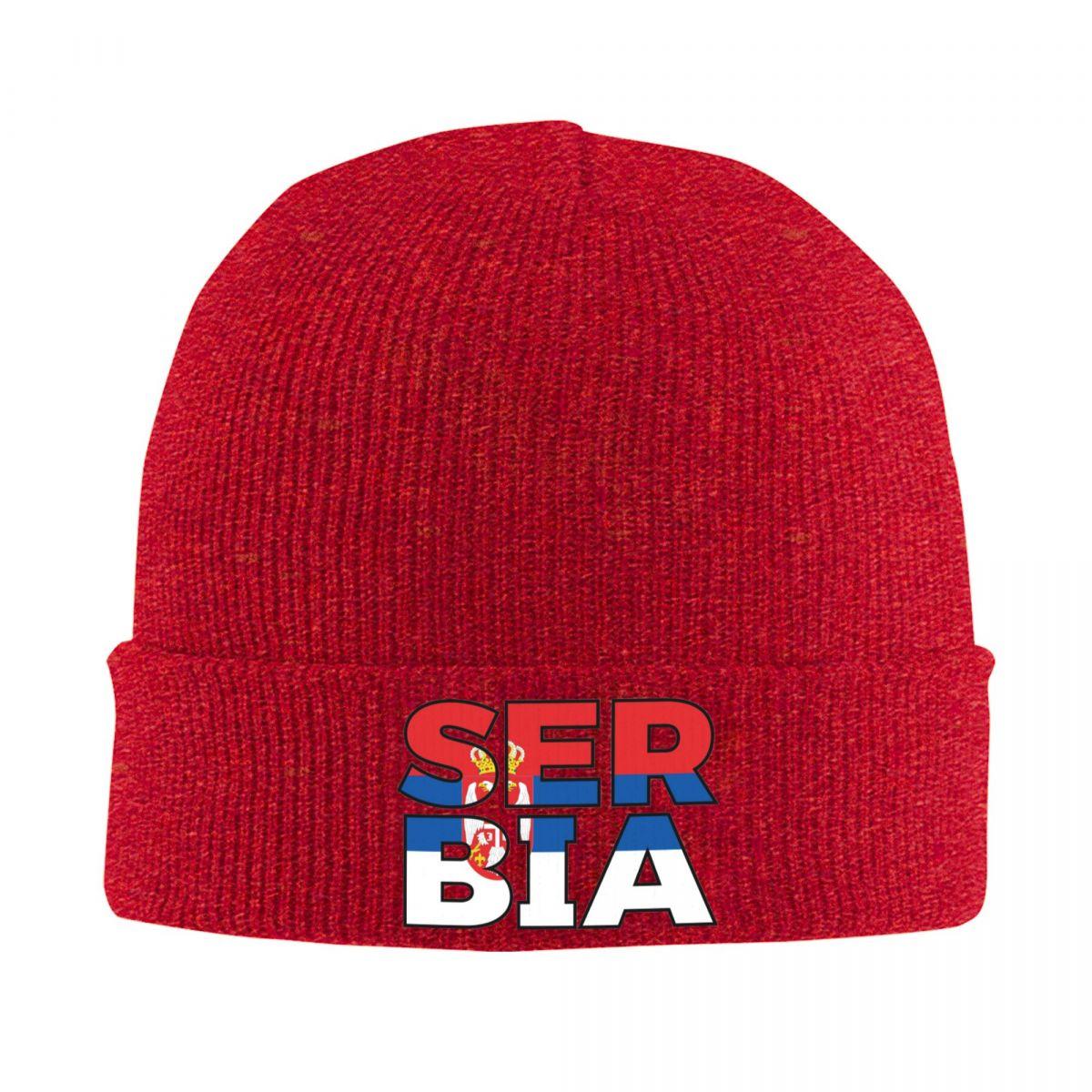

Serbia Flag Warm Knitted Cap Fashion Bonnet Hat Autumn Winter Outdoor Beanies Hats for Men Women Adult One Size