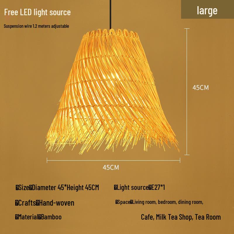 Bamboo Rattan Pendant Lamp: New Chinese & Japanese Style Zen Lighting for Tea Room & Dining, Antique Lantern Design.