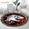 3D Cartoon Jurassic Park Dinosaur Area Rug,Round Carpet Rug for Living Room Bedroom Sofa Decor,Children Play Non-slip Floor Mat