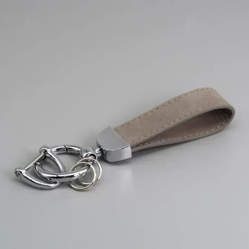 Custom LOGO Suede Leather Keychain Vintage Laser Engrave Car Key Ring Holder for Men and Women Personalized Key Chains Ring