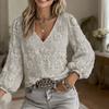Damen Freizeit Pullover Oberteil mit dreidimensionalem Spitzenaufdruck und langen Ärmeln