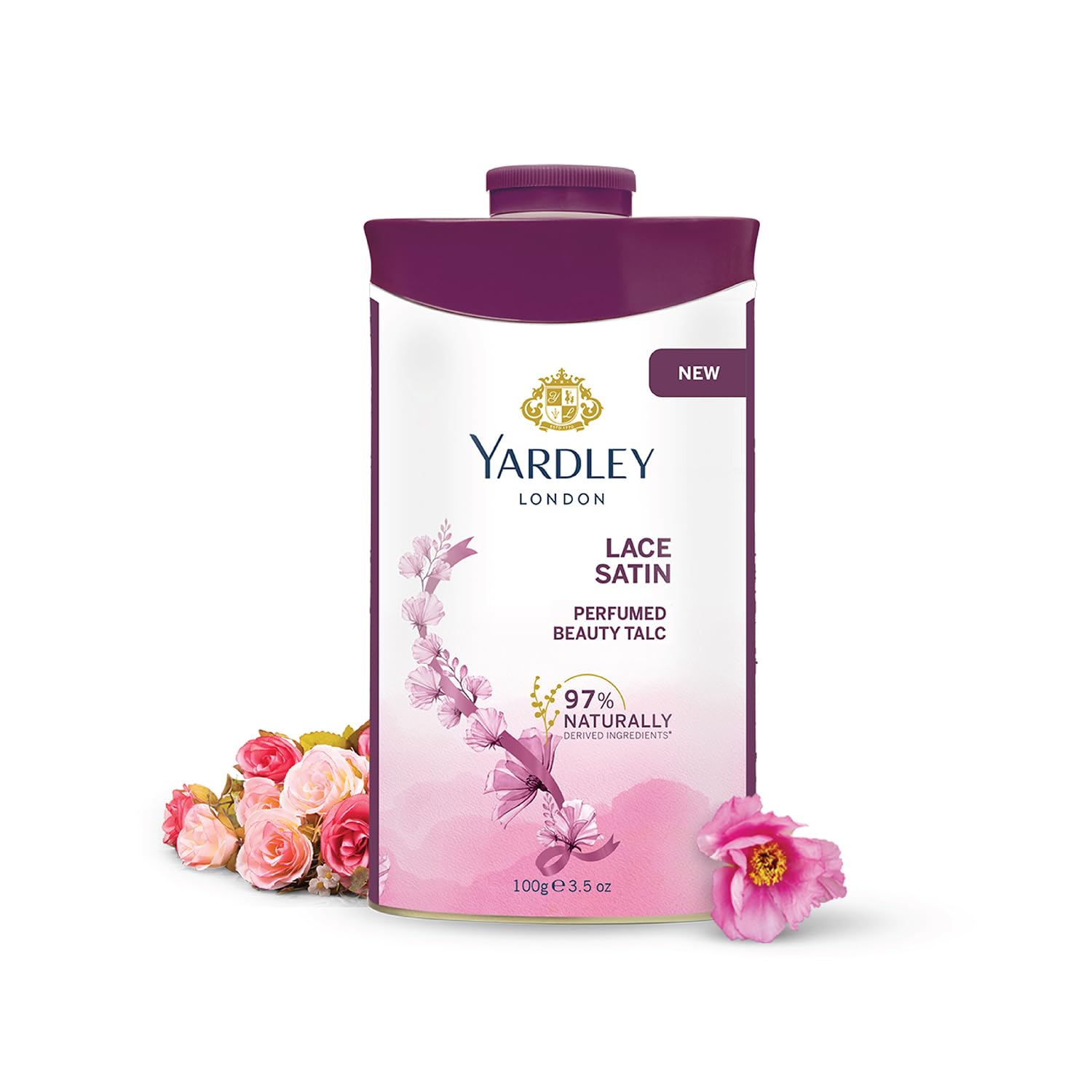 

Yardley London Lace Satin Perfumed Talc 100g Soft Fragrant Luxury Body Powder for Daily Skin Care