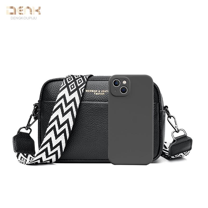 Leather Women's Bags New Trendy Fashion Bags One Shoulder Messenger Bag First Layer Cowhide Small Square Bag