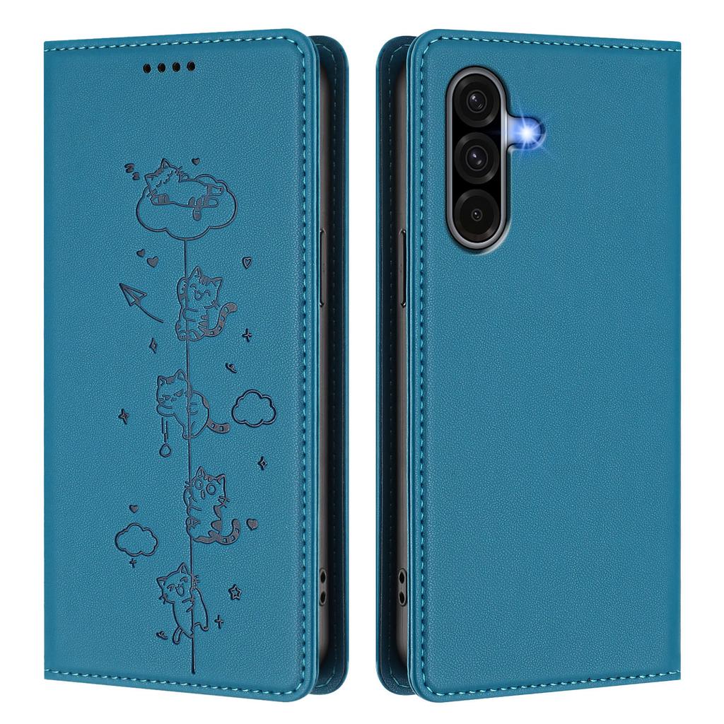 For Samsung Galaxy A56 5G / A36 5G Case RFID Blocking Wallet Stand Imprinted Cat Pattern Leather Phone Cover