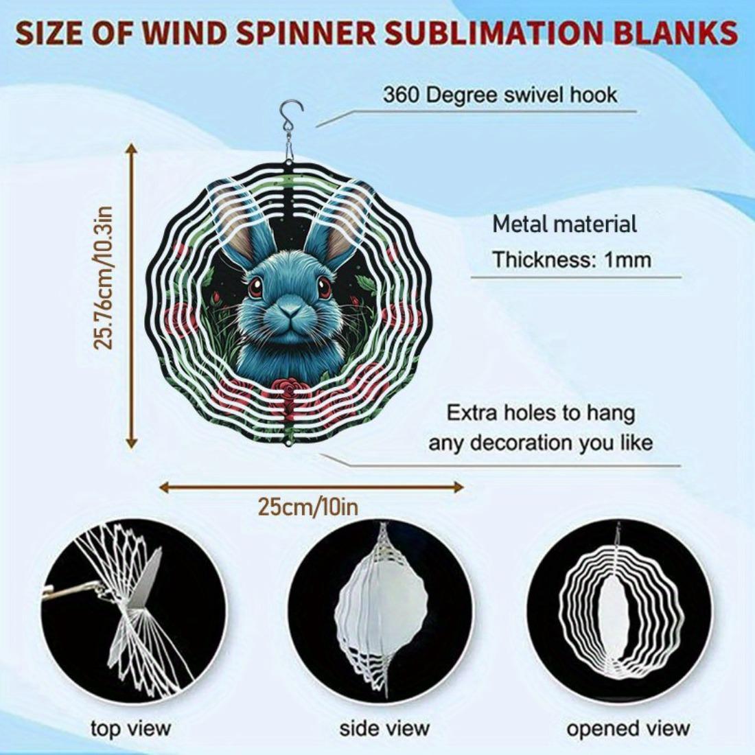 

Металлический вращающийся на 360 градусов колокольчик для ветра для уличного сада с дизайном голубого кролика и роз. Идеальный рождественский подарок на День благодарения для патио, балкона.