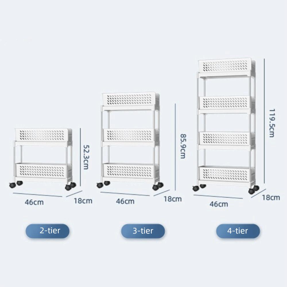 Pull-Out Design Mobile Storage Rack Tiered Structure Space-Saving Wheeled Organizer Multi-Layer Large Capacity