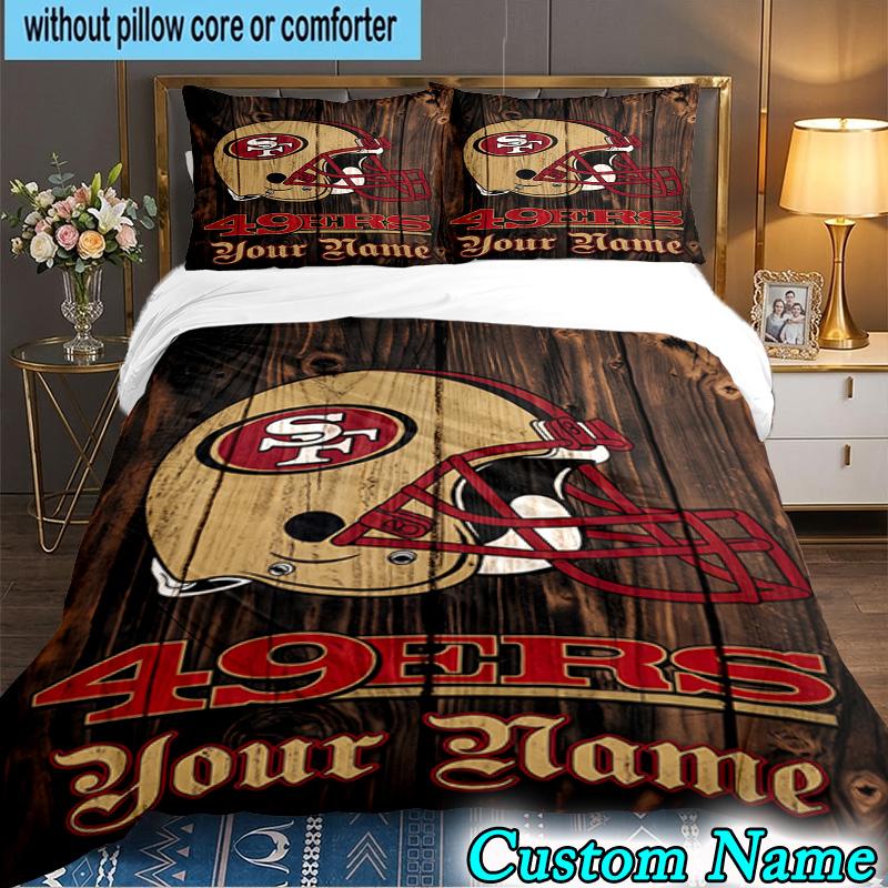 Custom Name 3PCS Faithful 49ers Football Bedding Set,Including Duvet Cover And 2pcs Pillowcases Perfect for Bedroom,Dormitory,Fan Christmas Gift