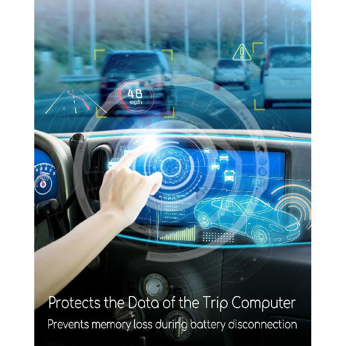 9V Powered OBD ll Connector Vehicle Memory Saver for Battery Replacement Disconnect Memory Storage, for All OBD 2 16-Pin Interface