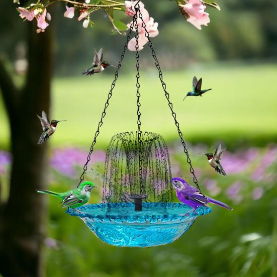 Solar-Kaskaden-Vogelbad-Brunnen Solarbetriebener Brunnen Hängendes Vogelbad Außen-Vogelbad Zieht Wildvögel an für Garten Hinterhof Dekoration