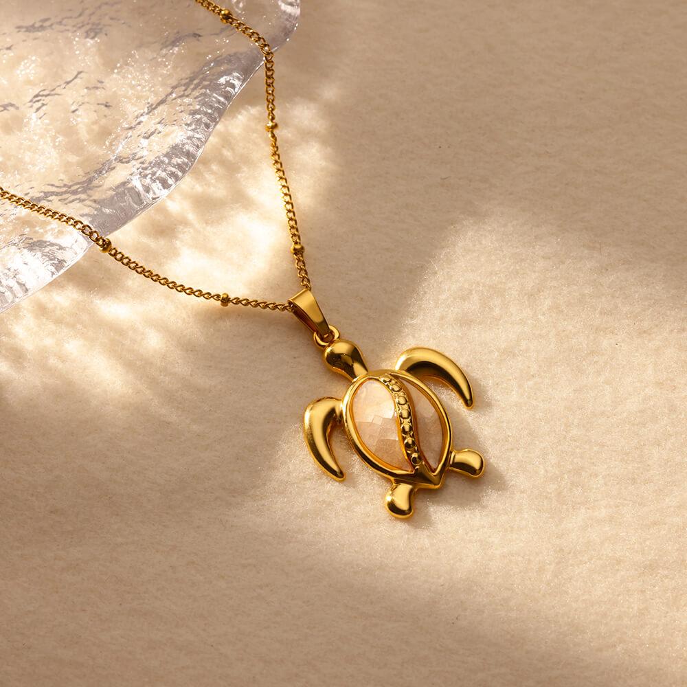 Sommarstrand Sköldpadda Halsband för Kvinnor Pärlor Kedja Hänge Halsband Kvinnlig Charm Rostfritt Stål Smycken y2k Accessoarer Halsband