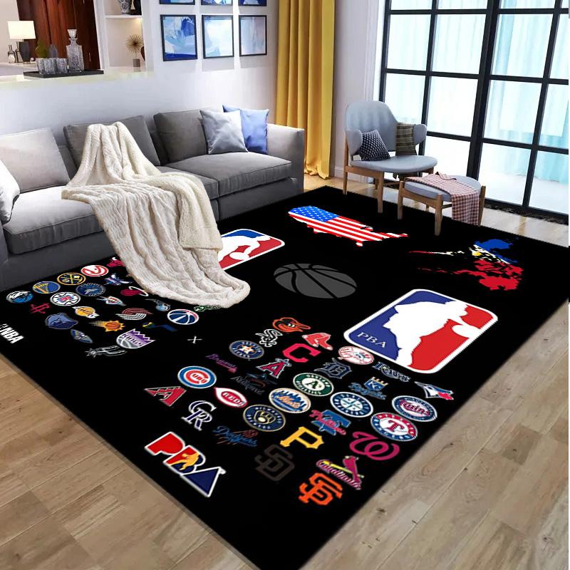 NBA Pattern Rug, Indoor/Outdoor Mat, for Picnic, Gameroom, Bedroom, Office, Living Room, Home Decor Carpet, Birthday Gift