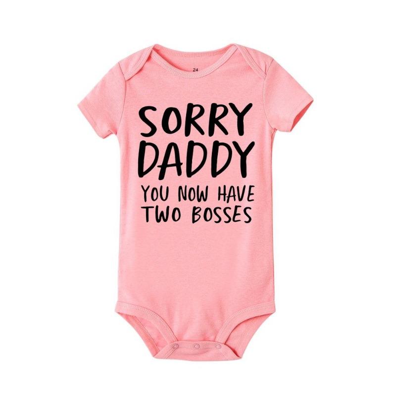 Newborn Baby Romper Sorry Daddy You Know Have Two Bosses Print Infant Cotton Jumpsuit Bodysuit