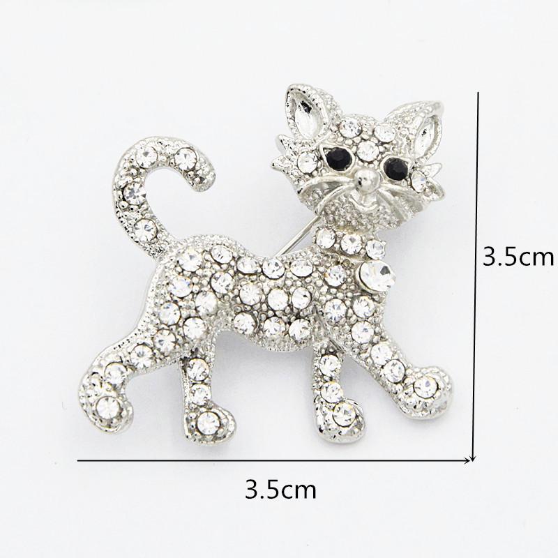 Premium Crystal Alloy Kitten Brooch - Stylish Lapel Pin for Women's Clothing Accessories