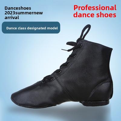 Nowe skórzane buty do tańca jazzowego dla kobiet, sznurowane botki dla dorosłej kobiety, buty do ćwiczeń jogi, miękkie i lekkie botki jazzowe