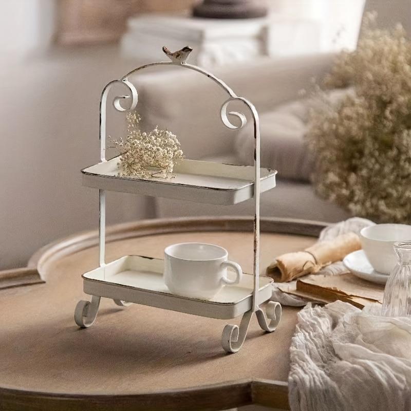 

French Iron Tray, Multi-Tier Lacquer. Versatile Art Theme for All Holidays. No Batteries Needed. білий