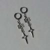 Cross Flower Star Earrings - Hypoallergenic Y2K Gothic Punk Silver Pendant, Nickel-Free