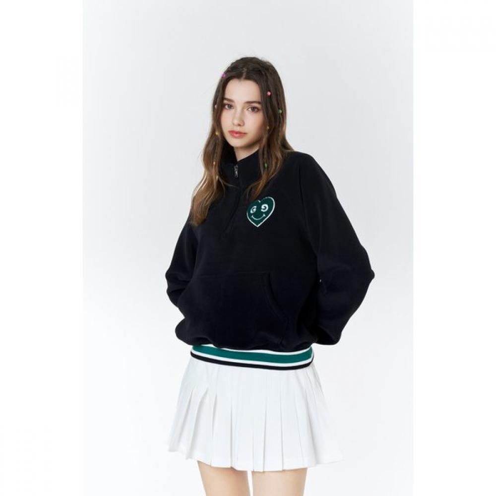 Goxo Black Double Fleece Half Zip  Women  Greenheart S(44-55)