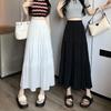Women's White High-Waisted Layered A-Line Skirt, Summer Thin Plus Size, Mid-Length, Slimming, Pear Shape.