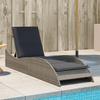 Vidaxl Sun Lounger With Cushion, Grey, 60X205X73 Cm, Poly Rattan