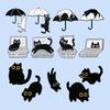 Cartoon Black Kitten Brooch Set: Cute Animal Accessory Collection