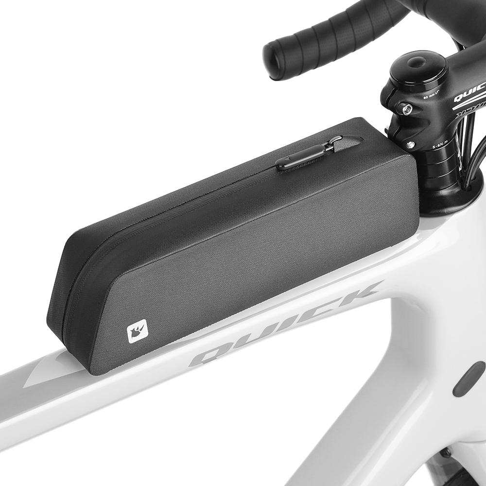 1PC Black Bike Top Tube Bag With Bolt Mounted & Strap Waterproof Aerodynamic Low Drag Fit For Mtb Road Bicycle Storage Pack