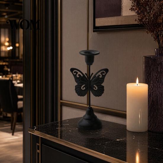 Aged Texture Candle Holder Vintage Metal Holder, Romantic Candlestick Dinner Table Centerpiece, Retro Reusable Decor for Wedding Party and Home