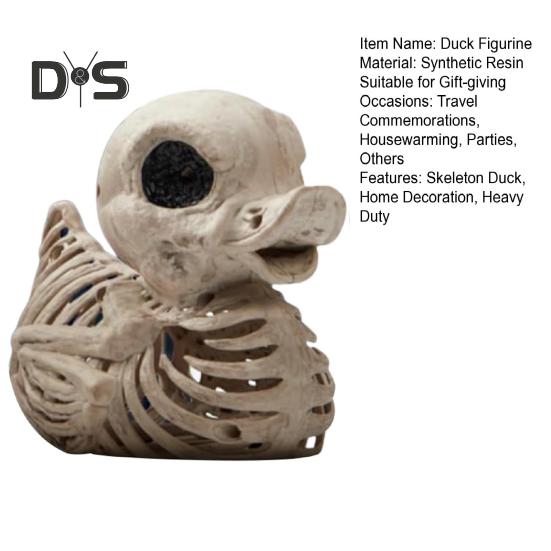 Halloween Skeleton Duck Figurine Spooky Bone Duck Resin Statue Sculpture Home Office Desktop Decoration Festival Party Ornament