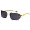 Fashion Rimless Sunglasses for Men Women Luxury Brand Curved Lens Summer Travel Rectangle Frameless Shades