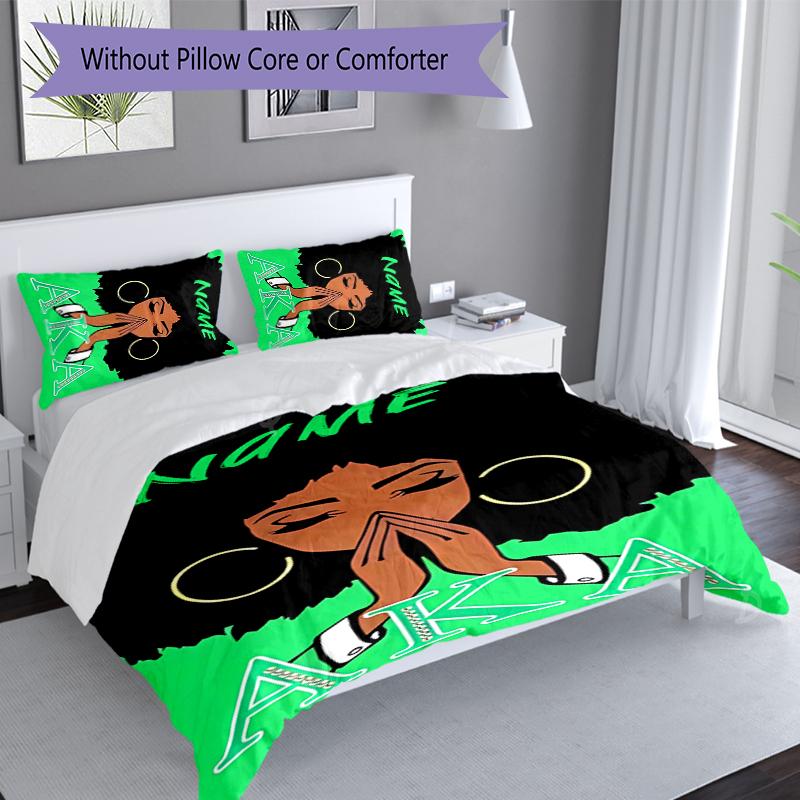 3pcs Custom Name Alpha Kappa Alpha logo Set,Includes 1 Duvet Cover and 2 Pillowcases,All-season Bedroom Decor