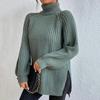 Camisola feminina lado split hem coldproof pele-toque chique pulôver feminino sólido camisola de malha térmica roupas diárias
