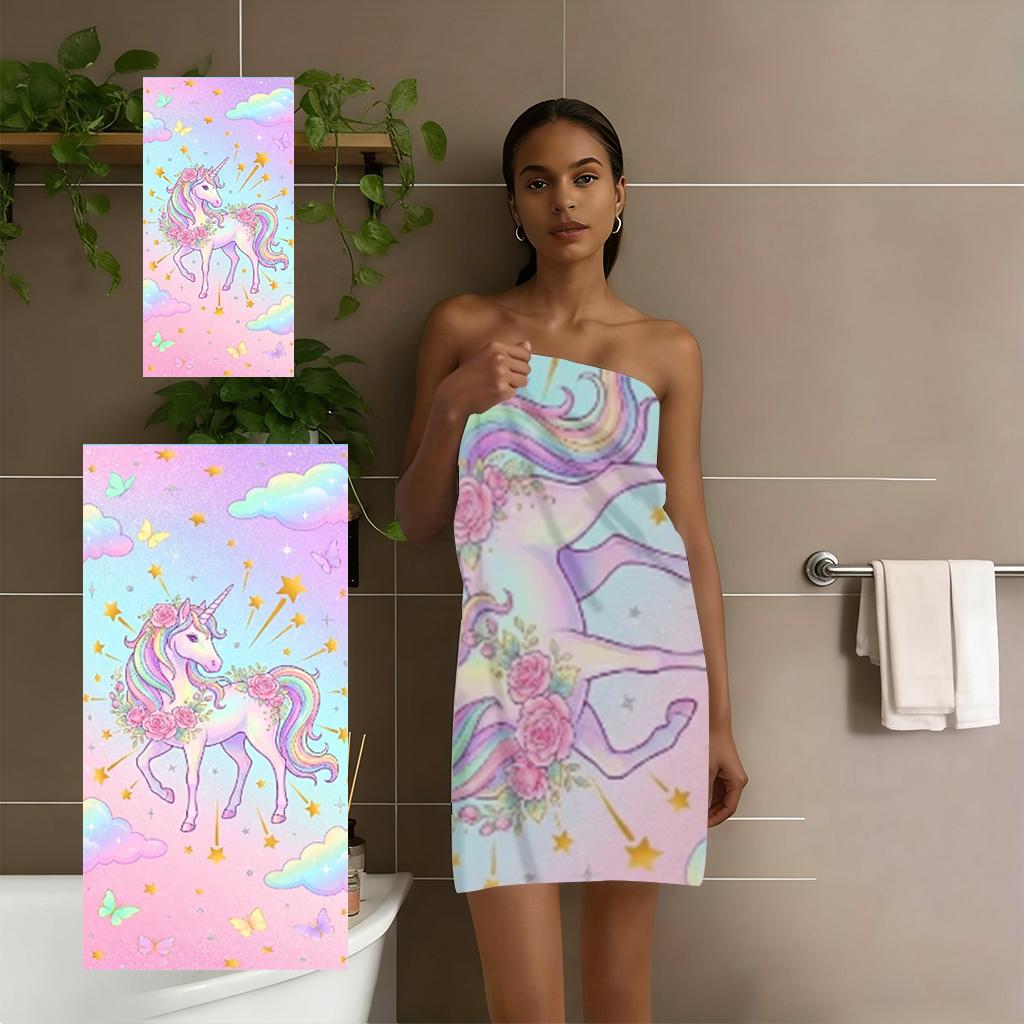 Unicorn Microfiber Beach Towel Extra Large Soft Absorbent Bath Towel for Swimming Travel Surfing Camping