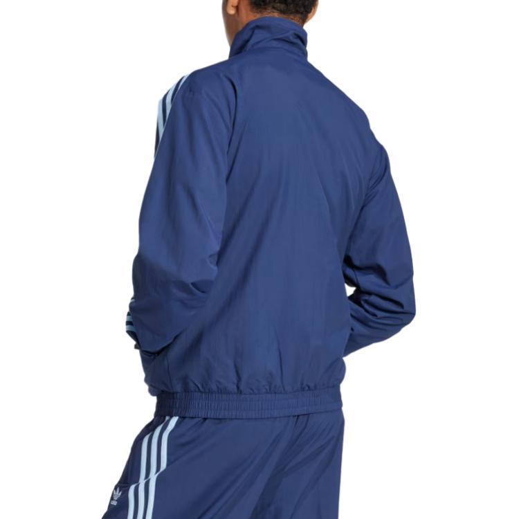 adidas Originals Logo Loose Fit Stand Collar Zip Long Sleeve Jacket Men Jacket Navy-Blue JP1253