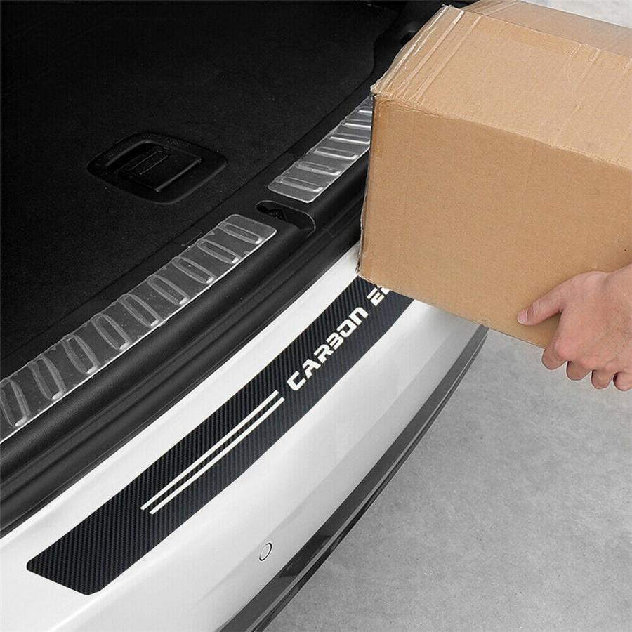 4D Carbon Fiber Rear Trunk Bumper Guard Accessories Decal Sticker Moulding Trim