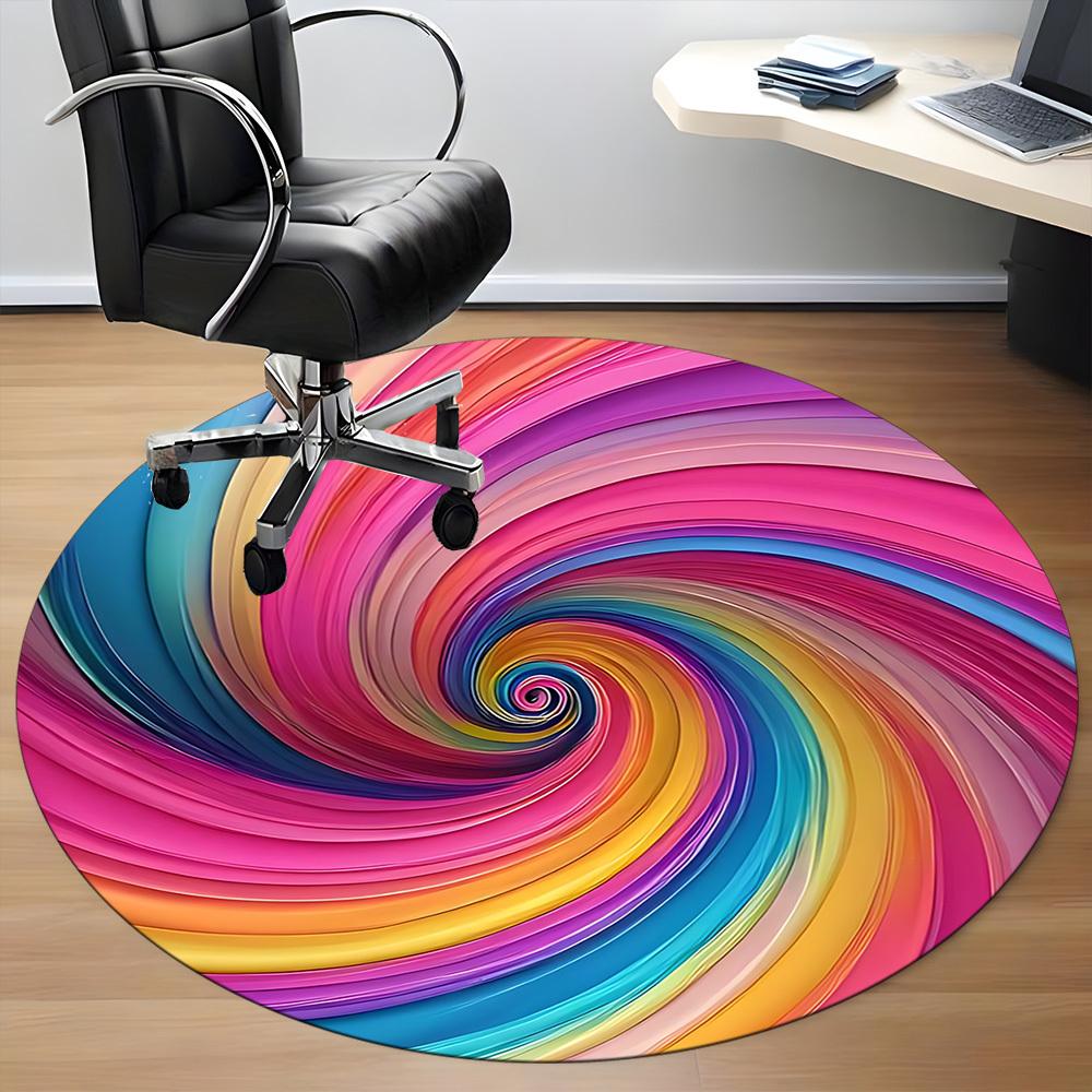 1pc Colorful Swirl Pattern Chair Carpet for Office Non-Slip, Machine Washable Rug for Office, Room - Holiday Decor, Machine Made Yy251016105