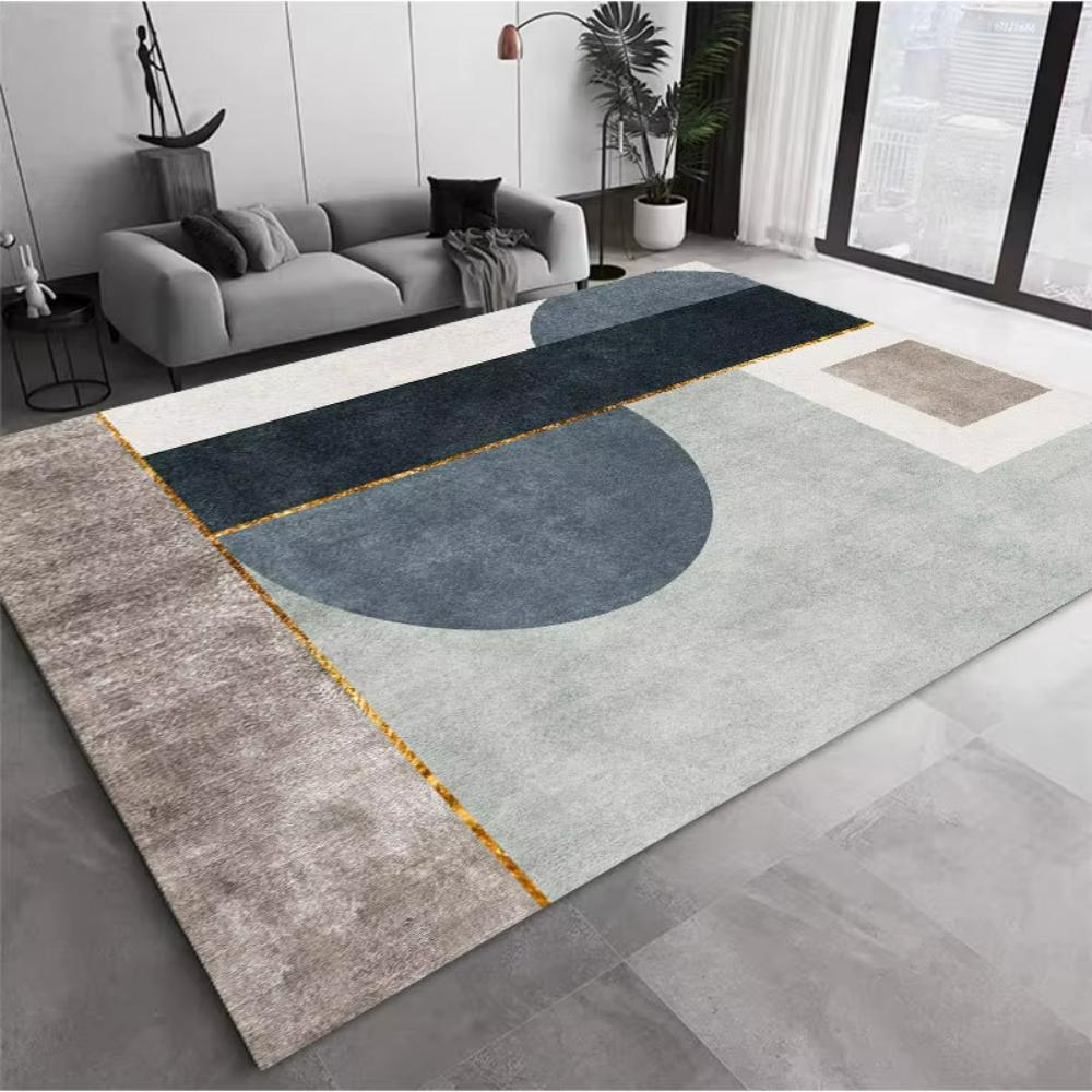 Luxury Geometric Printed Carpet for Living Room Decor Sofa Coffee Table Rugs Bedroom Lounge Kitchen Nonslip Floor Mat Doormat