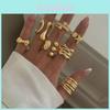 Geometric Butterfly Knot Ring Set With Electroplated Zinc Alloy For Womens Fashion Accessories