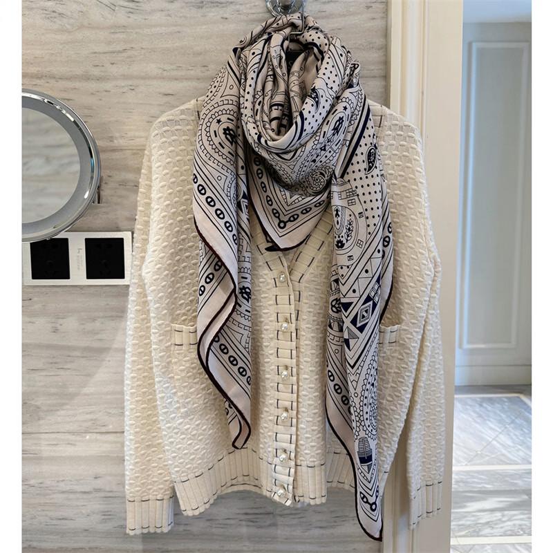 NINA SOLOR Silk Wool Heart Horse Square Scarf