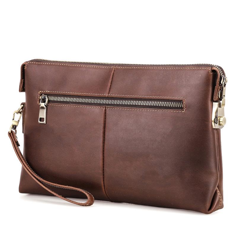 Black Angel Men s Genuine Cowhide Leather Clutch with Password Lock & Wrist Strap - Fits 7.9-inch iPad