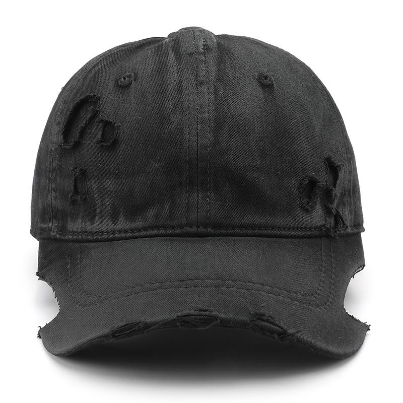 Retro women's solid color light board scissors ripped cap outdoor sports men's travel sunscreen baseball cap