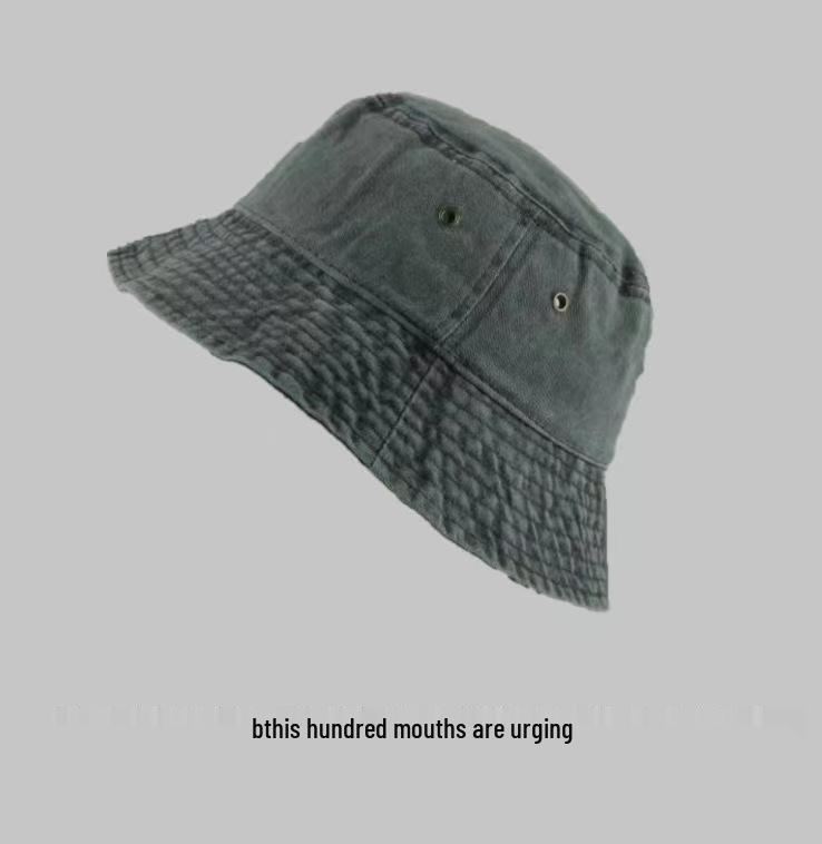 Hong Kong Style Retro Distressed Washed Denim Fisherman Hat - Spring/Summer Fashion, Breathable Bucket Hat for Couples.