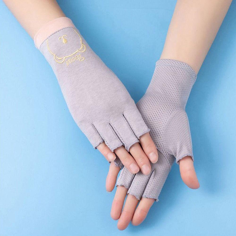 Mesh Gloves Cycling Gloves Anti-slip Anti-UV Gloves Summer Sunscreen Gloves Touch Screen Gloves Women Gloves Half Finger Gloves