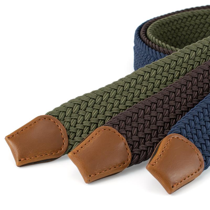 Cinto elástico masculino feminino cinto casual para jeans cinto trançado, fivela de aço